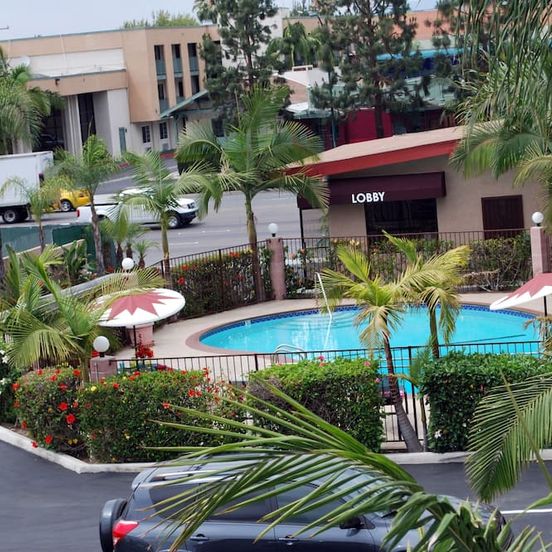 Pool view of Budget Inn Anaheim near Disneyland Drive