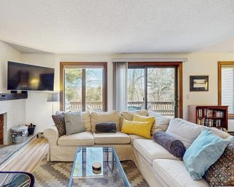 Dog-friendly townhome with views, AC & fireplace - walk to Village of Quechee - White River Junction - Wohnzimmer