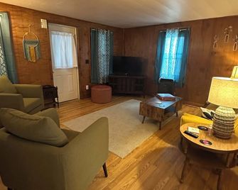 Wavabell Step Back to the ’60s—Groovy Stay with a Pink Kitchen Dream! 3bd-2 bath - Massena - Obývací pokoj