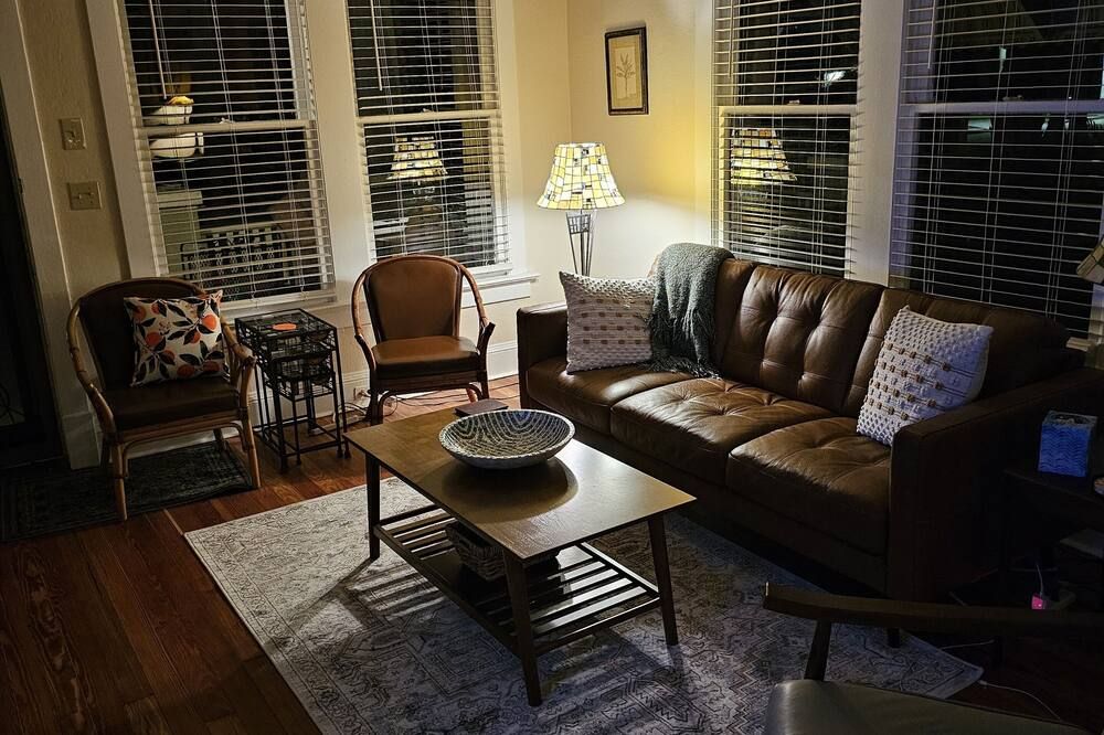 Living room view of Craftsman Bungalow Pool Home near Downtown Fort Myers River District