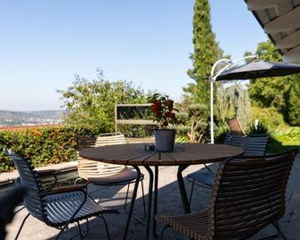 Ferienhaus hoch über dem Taubertal mit fantastischem Weitblick, Dachterrasse, 2000m2 großem Grundstück und Kamin - Lauda-Königshofen - Innenhof