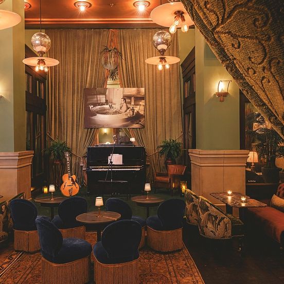 Lounge view of Soho Grand Hotel