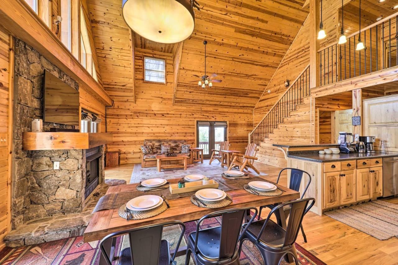 Dining room view of Picturesque NC Cabin with Fire Pit and Mtn Views!