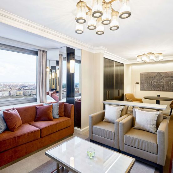 Living room view of Hilton Budapest