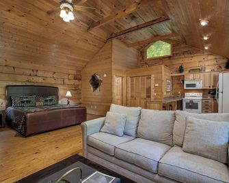 Deer cabin. This modern log cabin with HOT TUB is a large studio with all of the 'bells and whistles' !!! - Tellico Plains - Living room