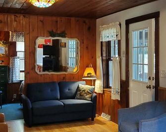 Nostalgic lakefront standing log cozy cottage in a peaceful bay on 5 lake chain. - Eagle River - Living room