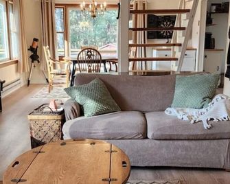 Serene 5-Acre Private Ski Retreat, Hot Tub for 6, Fireplace, and Stunning Views - Arkville - Living room