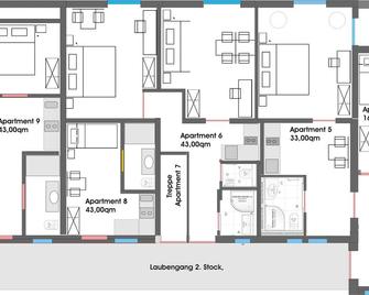 Apartment 8, 18qm, 1 Schlafzimmer für 1 Person - Mössingen - Grundriss