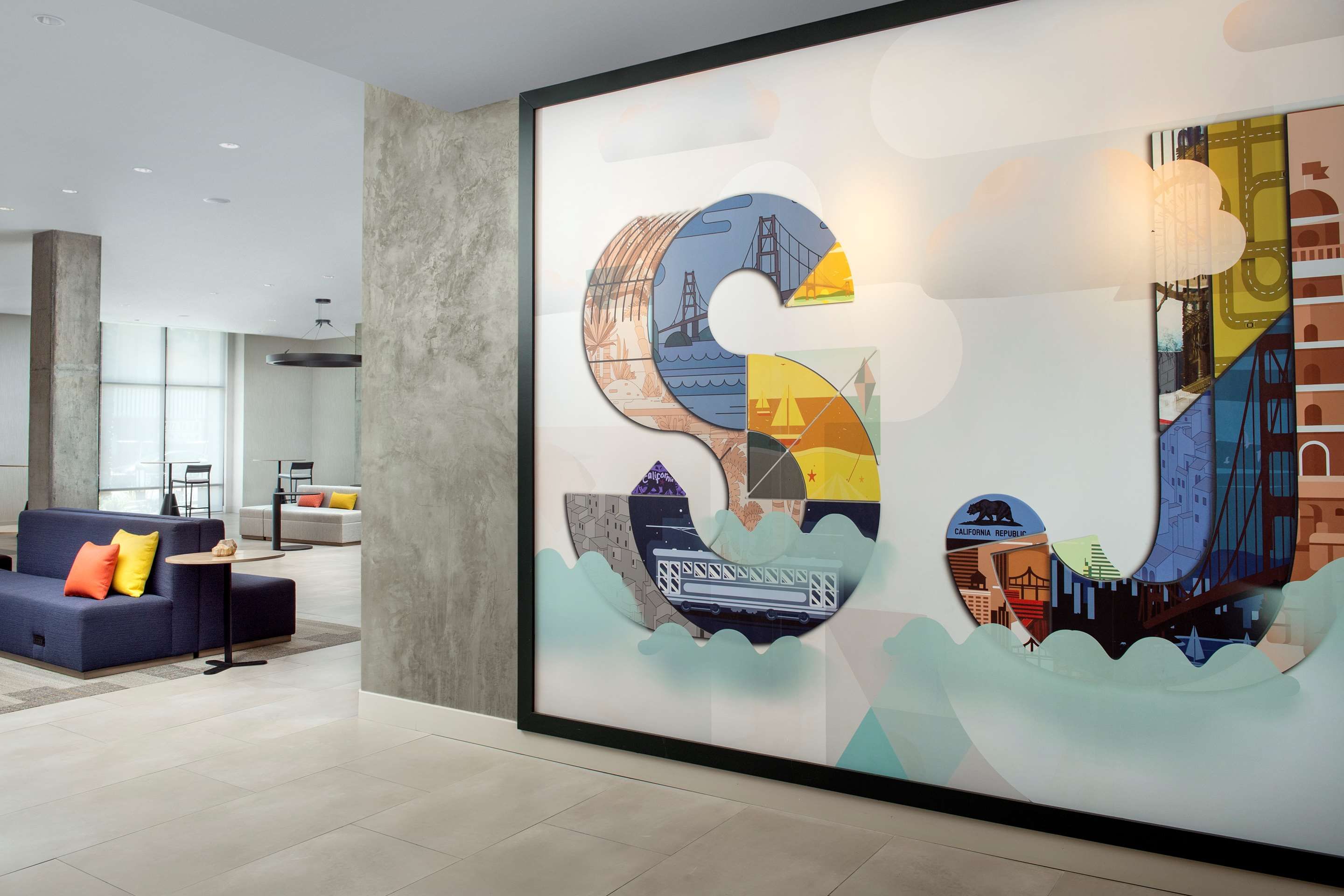 Lobby view of Hilton Garden Inn San Jose Airport