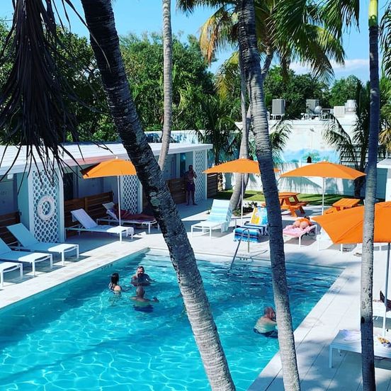 Pool view of Sunset Inn