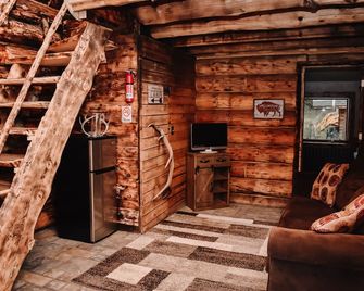 One of a kind, rustic cabin with rodeo and private pond on site~7 miles to YNP! - West Yellowstone - Living room