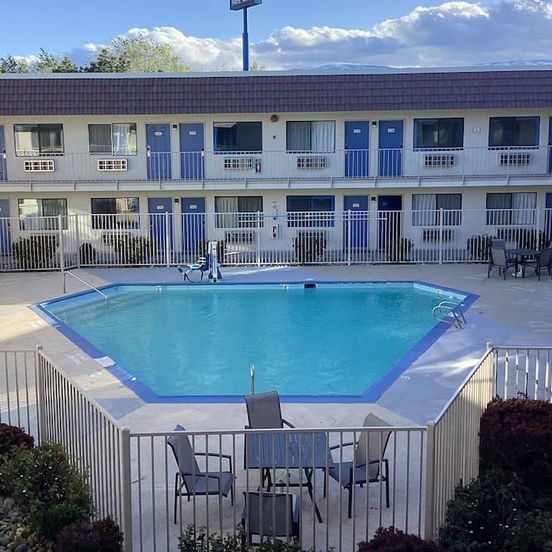 Pool view of Motel 6 Reno Livestock Events Center