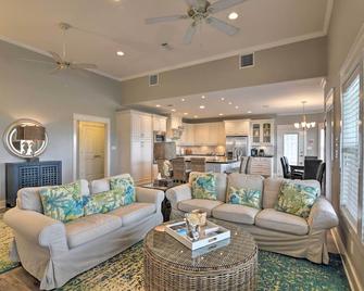 Walk to Beach Coastal Home in Port Bolivar! - Crystal Beach - Living room