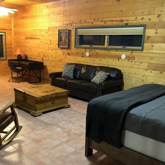 Bedroom view of 1928 Historic Dude Ranch Stone Lodge Home