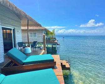 Coral Reef Over Water Bungalow, Bedroom, King Bed, Living Room, Kitchenette - Isla Bastimentos - Patio