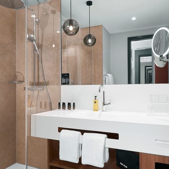 Bathroom view of H2 Hotel Budapest