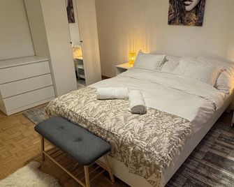 6th floor, amazing 2-bedroom apartment in charming Eaux-Vives, Genève - Genève - Soveværelse