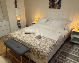 6th floor, amazing 2-bedroom apartment in charming Eaux-Vives, Genève - جنيف - غرفة نوم