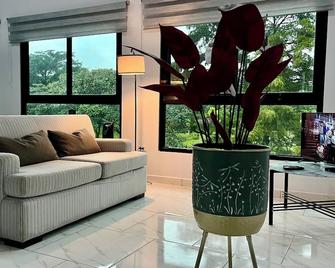 Cozy family-sized apartment, top floor, with wonderful view to the volcano - Alto Boquete - Sala de estar