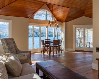 Luxury Lakefront Home, Fireplaces, Boathouse, Spectacular Views of the Mountains - Lake Toxaway - Living room