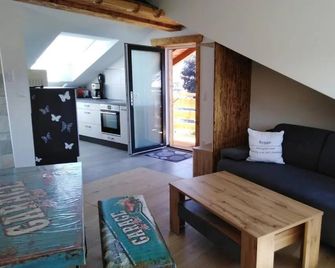 Komplette Dachwohnung mit Balkon und Bergblick - Sonthofen - Wohnzimmer
