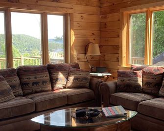 Hillside ADK Log Cabin with beautiful Schroon Lake views - 5 minutes to village! - Schroon Lake - Living room