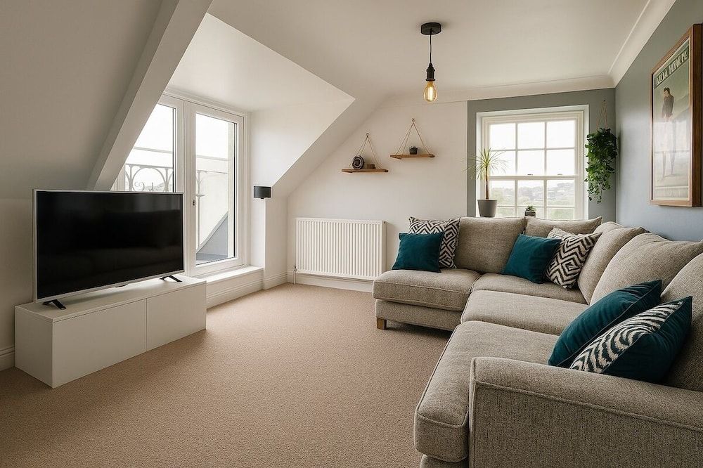 Nestee Serviced Apartments - Central Torquay - Pet Friendly - Harbour Views - توركي - غرفة معيشة