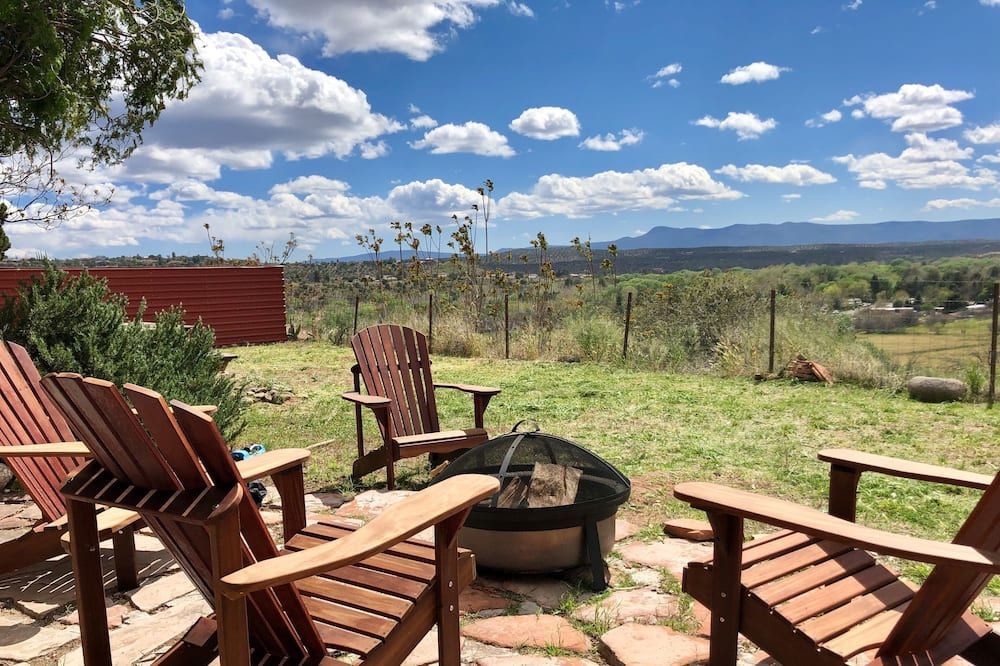 Patio view of 1930's Stone Cottage with spectacular views!