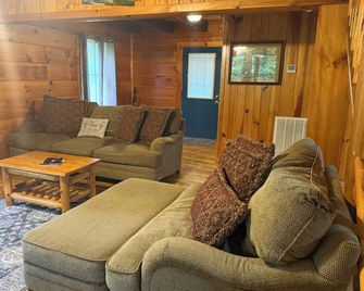 Spring Weekend Escape! Hot Tub, Fire Pit & Cozy Log Cabin - Stanley - Living room