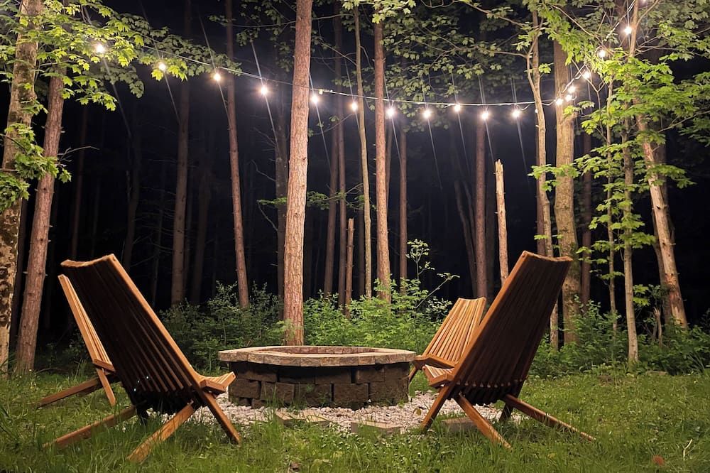 Glamp in this Cozy Tiny A-Frame Cabin: Electricity, Heating, AC, Wi-Fi & Hot Tub