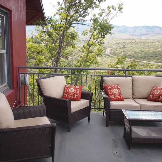 Balcony view of The Historic Clarkdale Lodge is your adventure headquarters!