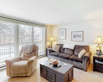 Convenient condo w/ mountain view, fireplace, near lift, ski locker, 1st floor - Warren - Living room