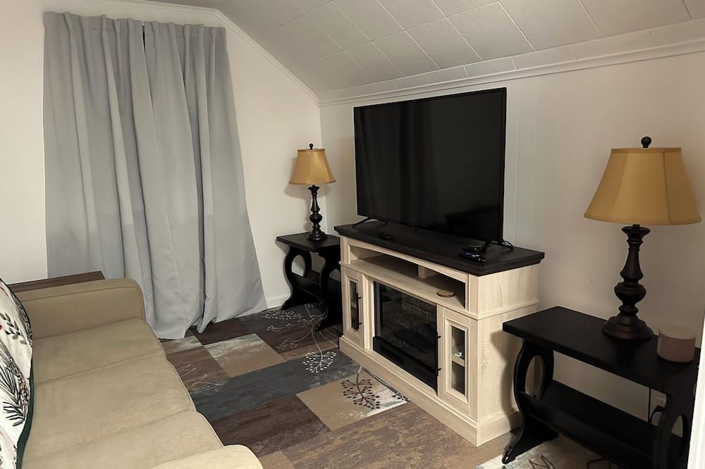 Charming 1-bedroom apartment with AC, WiFi in beautiful Fairport - فايربورت - غرفة معيشة