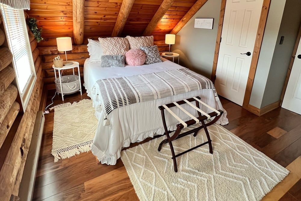 Bedroom view of Cabin on Main- Cozy Downtown Burnsville!