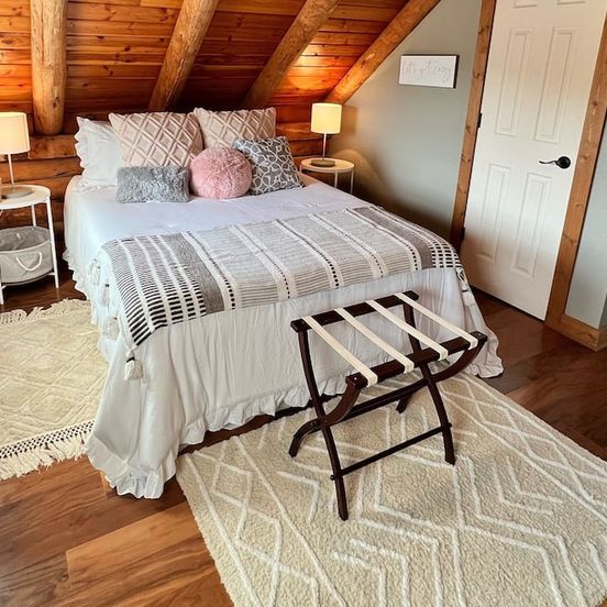 Bedroom view of Cabin on Main- Cozy Downtown Burnsville!