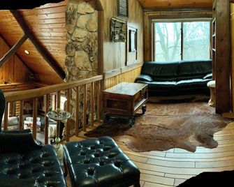 Beautiful Log Cabin with Fireplace, Fire Pit, Hot Tub & Wifi - Galena - Living room