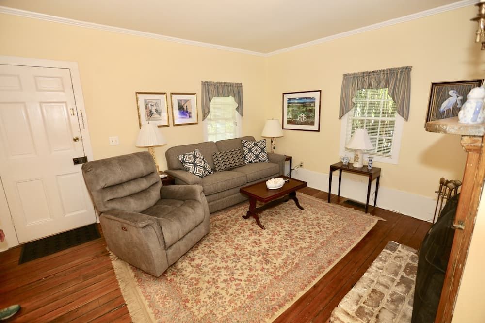Living room view of Quaint Cottage In Historic Old Point Beaufort, S.C.
