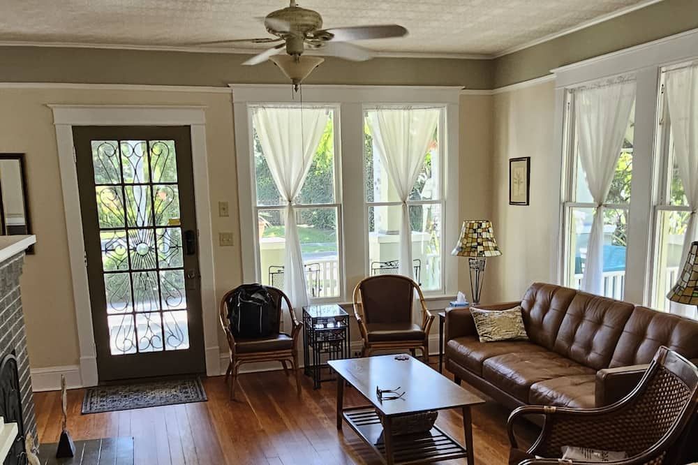 Living room view of Craftsman Bungalow Pool Home near Downtown Fort Myers River District