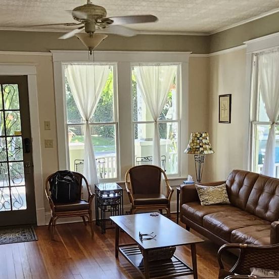 Living room view of Craftsman Bungalow Pool Home near Downtown Fort Myers River District