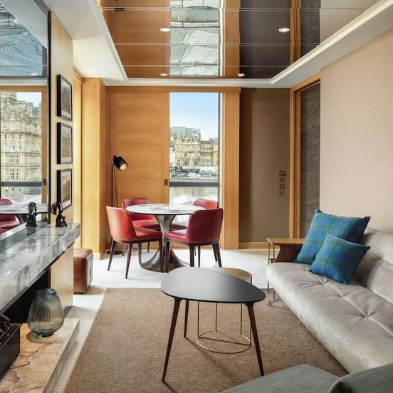 Living room view of Market Street Hotel