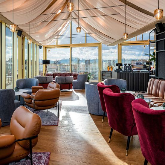 Lounge view of Radisson Red Hotel, Vienna