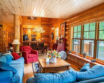 Ritz on the River - Gorgeous Log Cabin in the Heart of Town and Along the Lake Fork of the Gunnison - Lake City - Living room