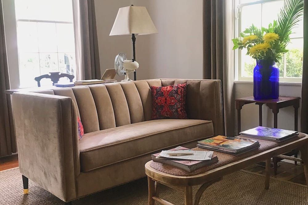 Living room view of Lovingly Restored 1890 Historic Cottage
