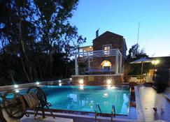 Dine on the Generous Veranda at a Rustic Stone Getaway - Platanias - Pool