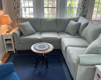 New Kitchen Blue Cabinet, Back Slash, Granite Counters, Outside Rain Shower. - Truro - Living room