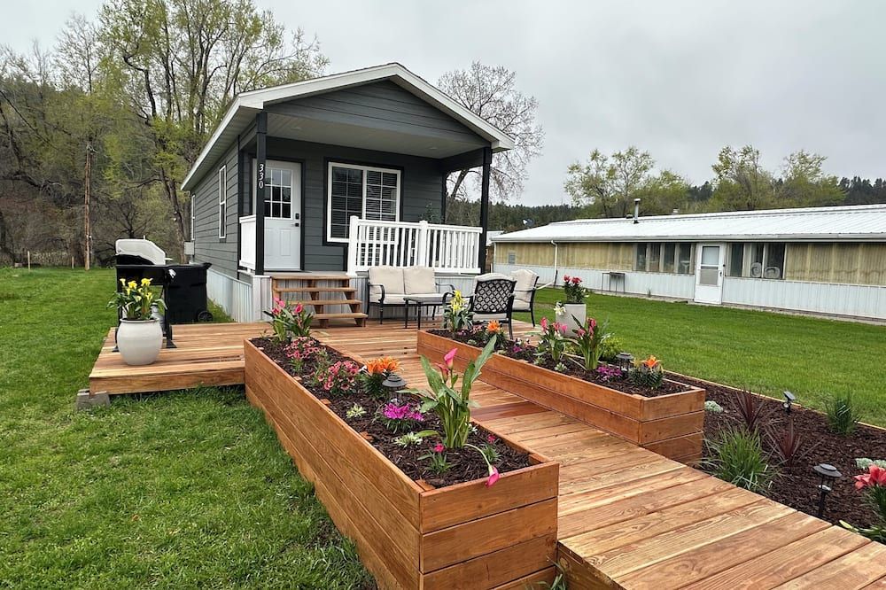 Tiny Home Cabin with Wyoming Modern Frontier style in the town of Hulett