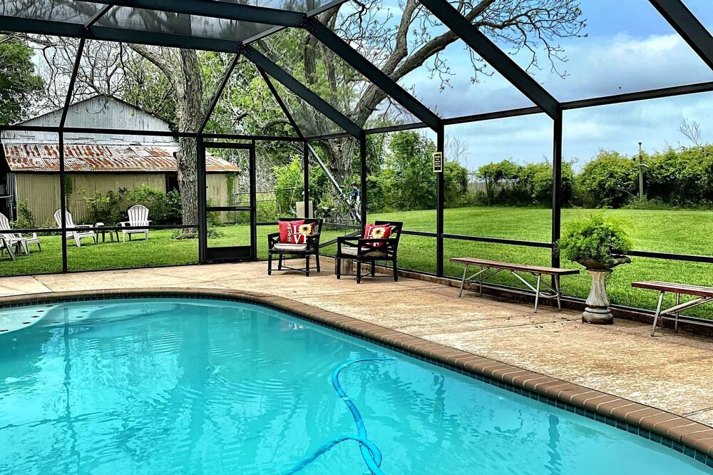 Pool view of Tx Swiss Alp Chalet W/Pool!!!