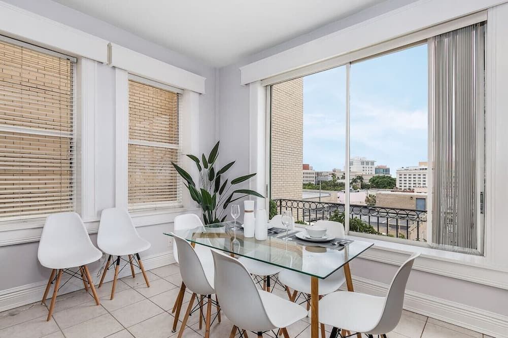 Dining room view of Casa Historia: Sleek 2b Apt Unique Spot Downtown