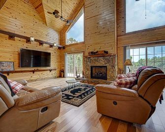 Pines Lodge - with a private pond & lake Views - Hayesville - Living room