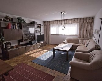 Vacation apartment 76 sqm, basement, 1 bedroom, living-dining room, kitchen, separate WC - Laufen (Salzach) - Wohnzimmer